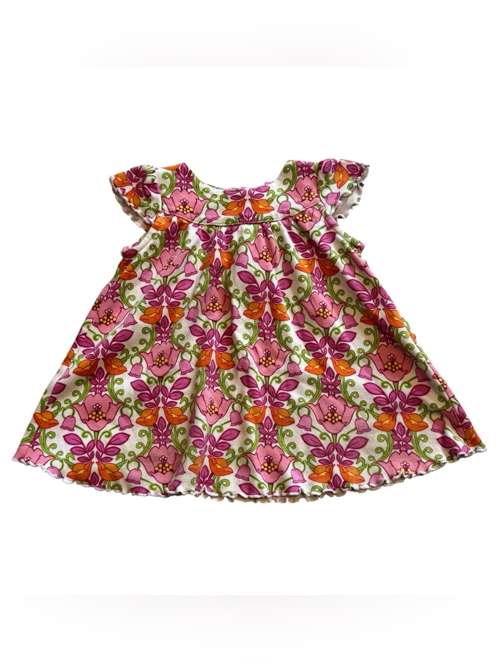 Vera Bradley Baby Girl Floral Swing Dress 6-9M Pink Green Sleeveless